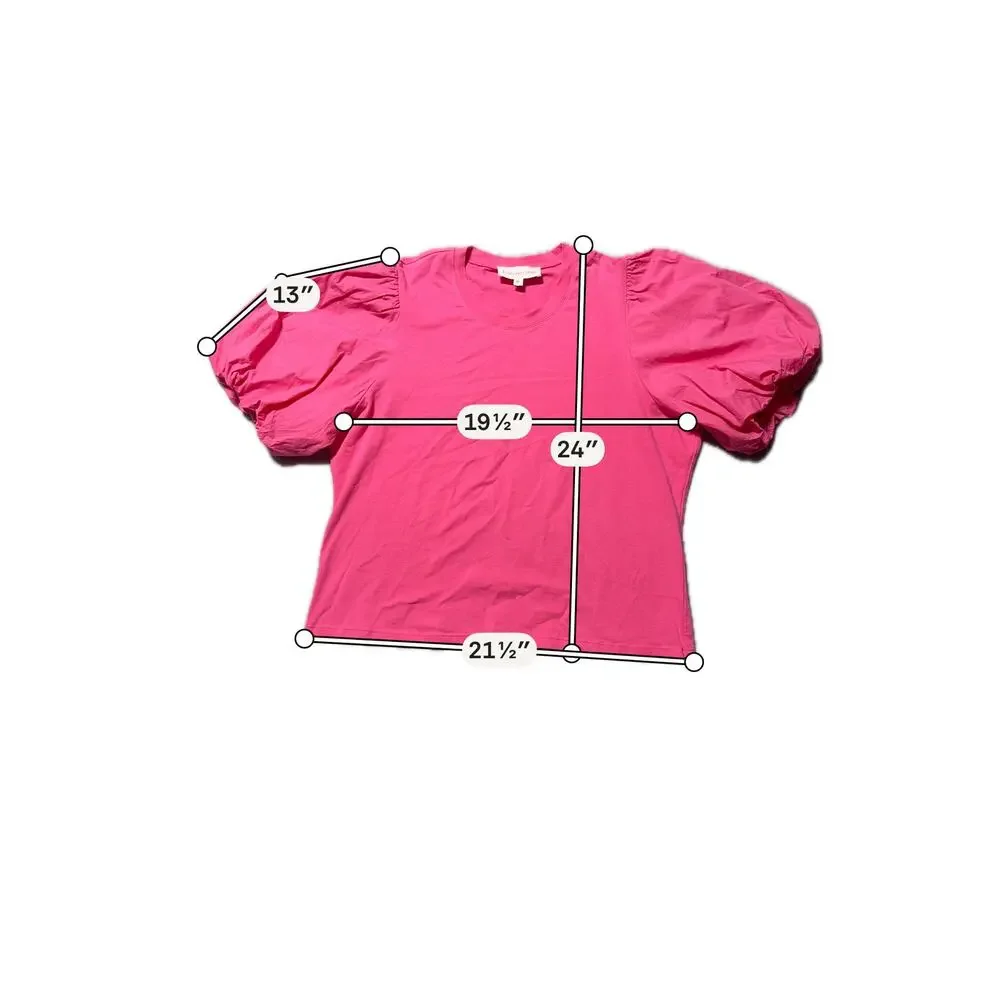 Love The Label Blouse Top Womens XL Fuchsia Pink Stretch Puff Sleeve Classic